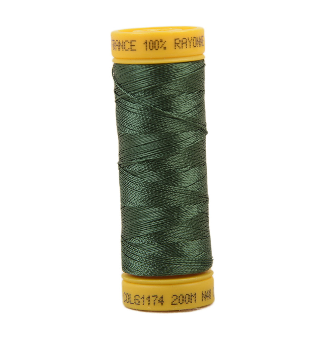 Bobine fil à broder 100% viscose 200m - Vert Sapin C174