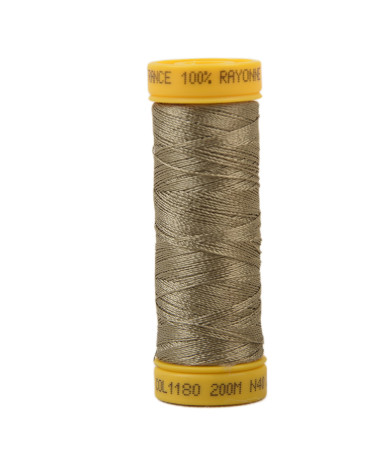 Bobine fil à broder 100% viscose 200m - Vert Kaki C180