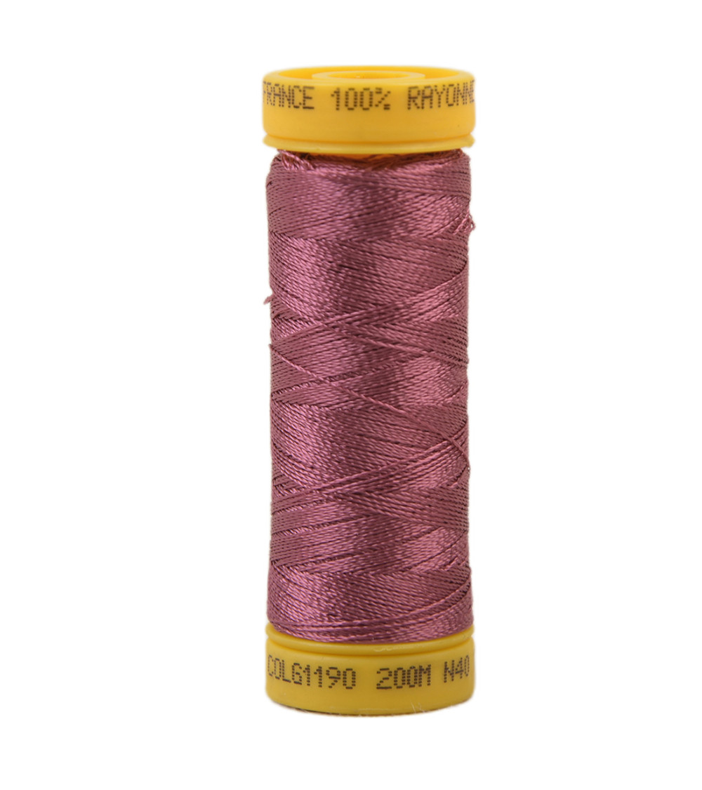 Bobine fil à broder 100% viscose 200m  - Vieux rose C190
