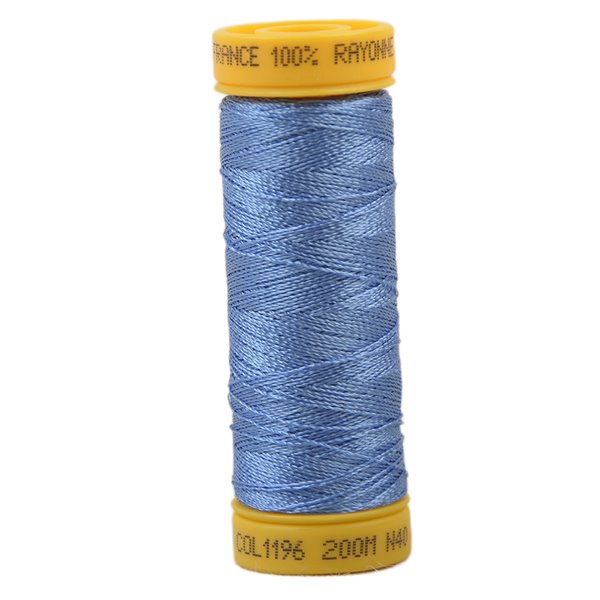Bobine fil à broder 100% viscose 200m - Bleu Acier C196