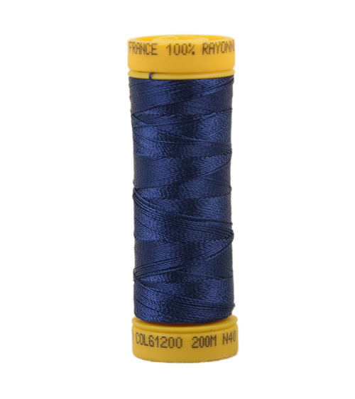 Bobine fil à broder 100% viscose 200m - Bleu de Minuit C200