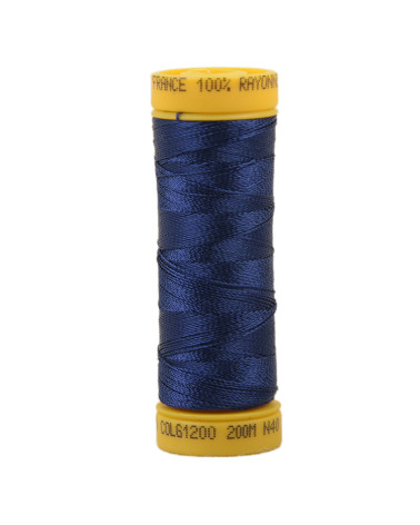 Bobine fil à broder 100% viscose 200m - Bleu de Minuit C200