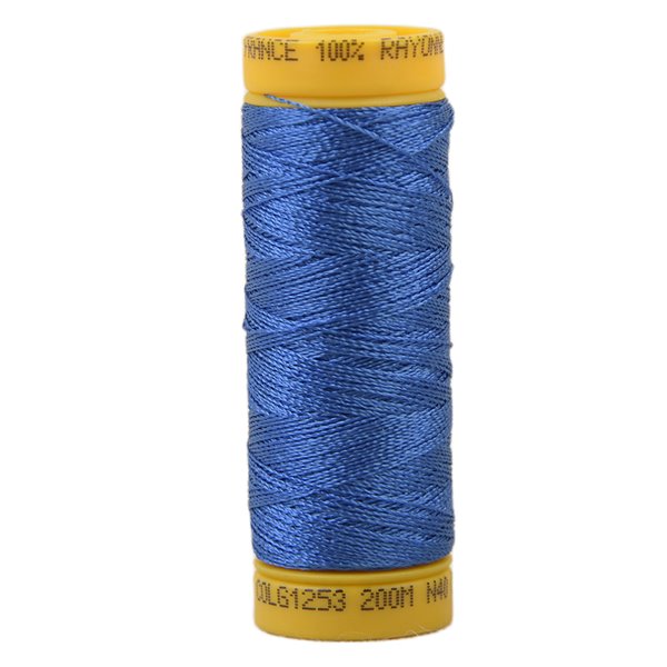 Bobine fil à broder 100% viscose 200m - Bleu égyptien C253