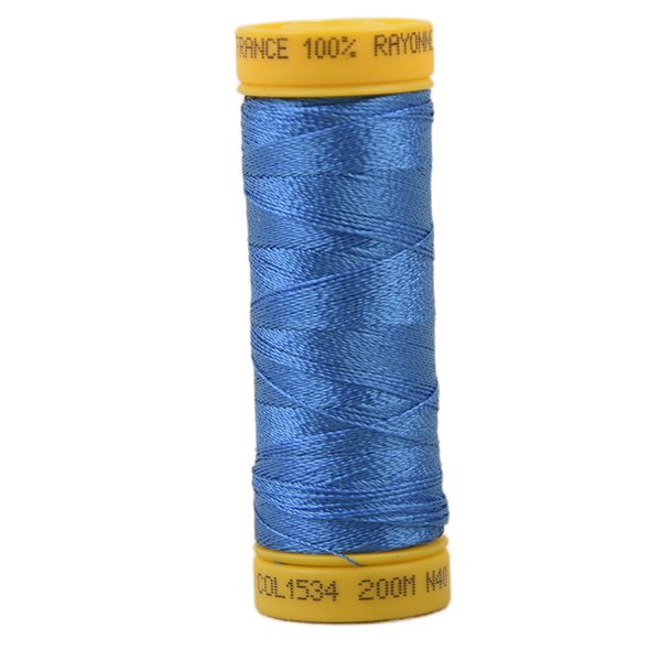 Bobine fil à broder 100% viscose 200m - Bleu Royal C534