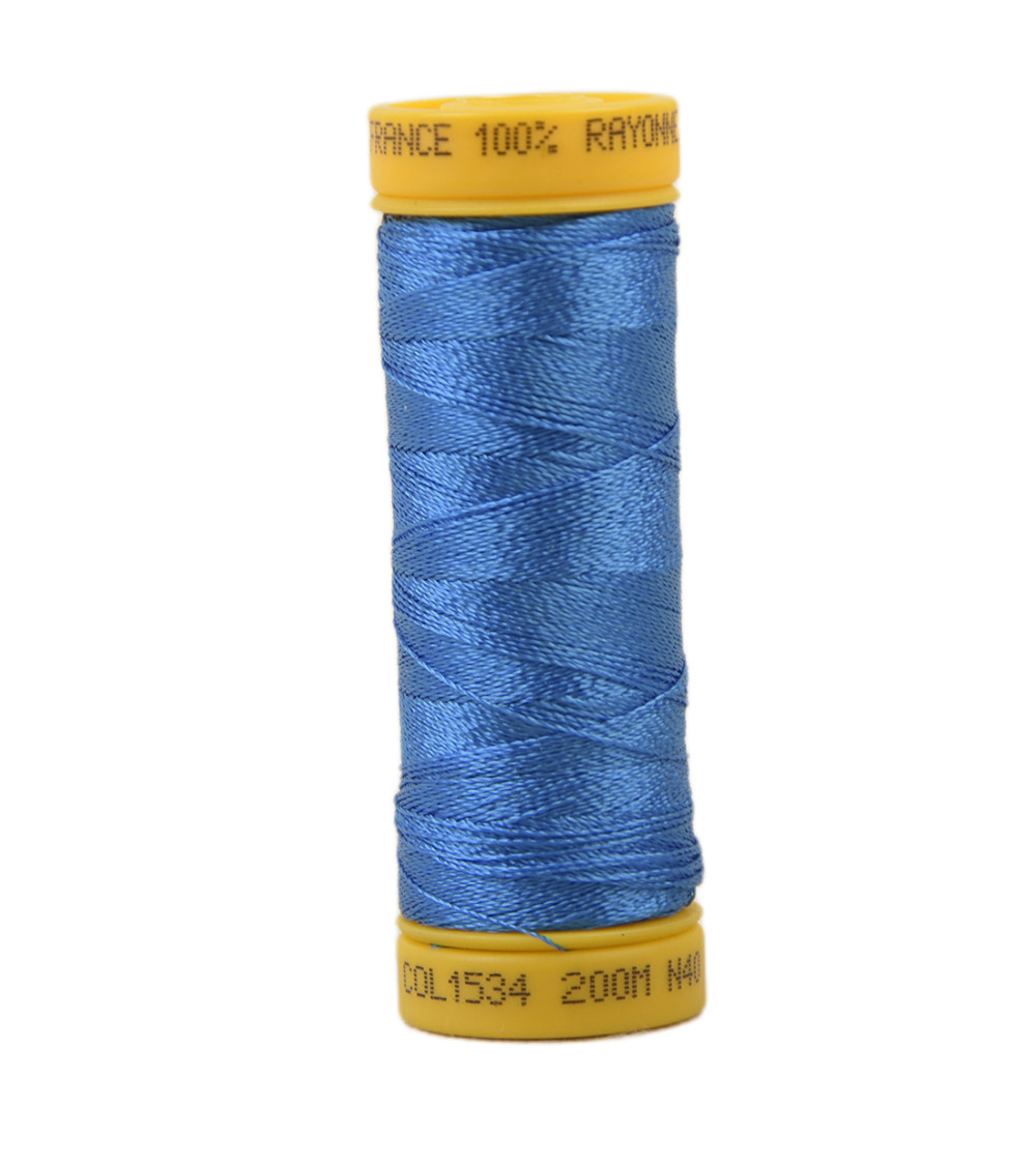 Bobine fil à broder 100% viscose 200m - Bleu Royal C534