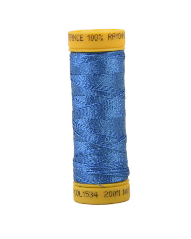 Bobine fil à broder 100% viscose 200m - Bleu Royal C534
