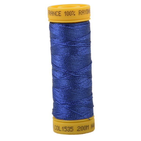 Bobine fil à broder 100% viscose 200m - Bleu Outremer C535