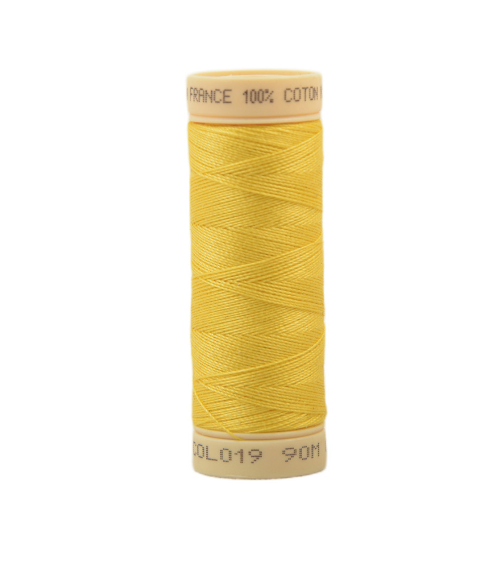 Bobina de hilo de algodón de 90 m fabricada en Francia - Amarillo C19