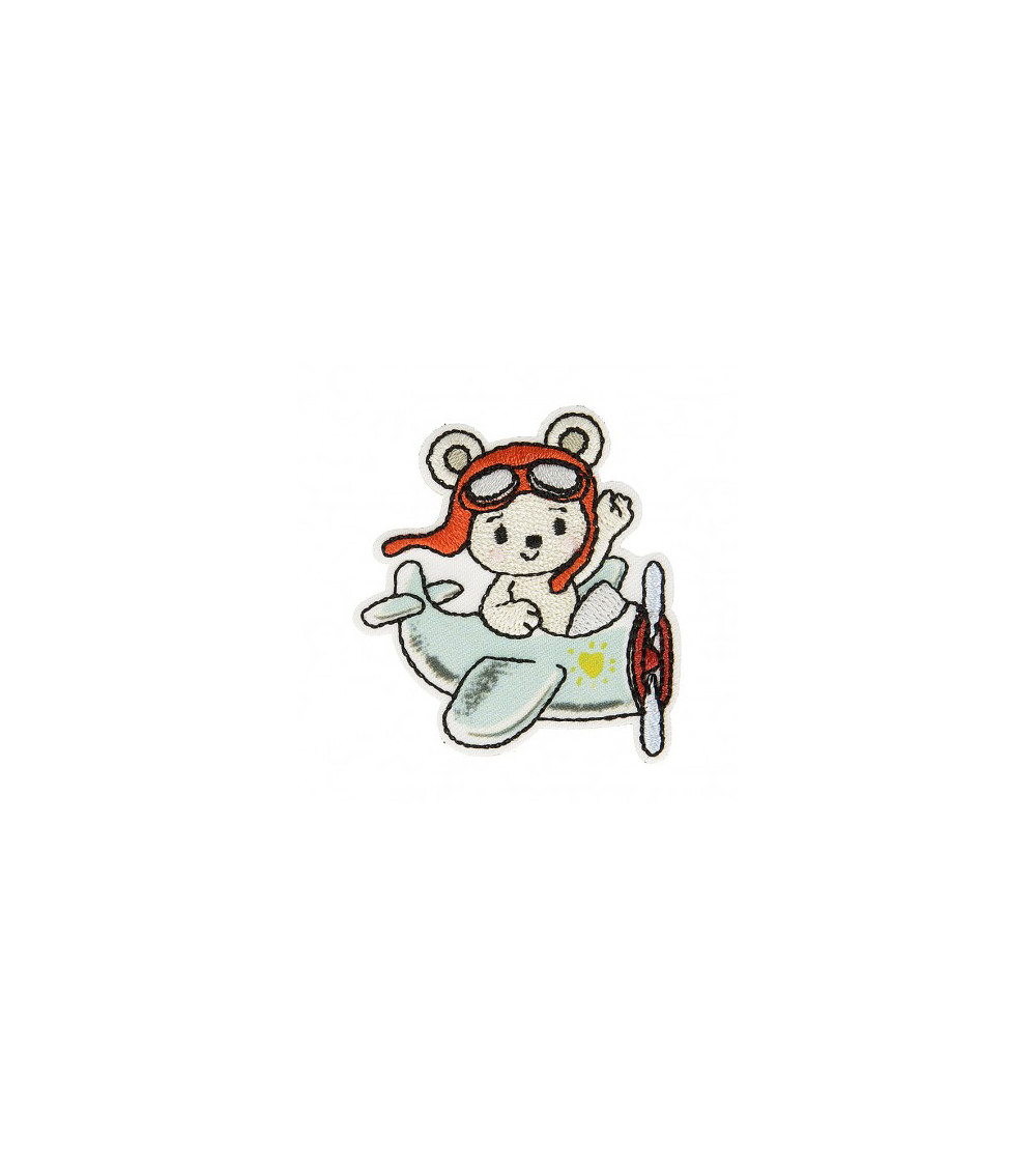 Set di 3 toppe termoadesive Orsetto su aereo 4,5 cm x 4 cm