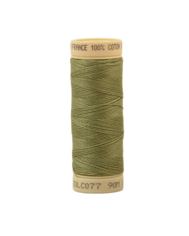 90m cotton thread spool made in France - Khaki Green C77