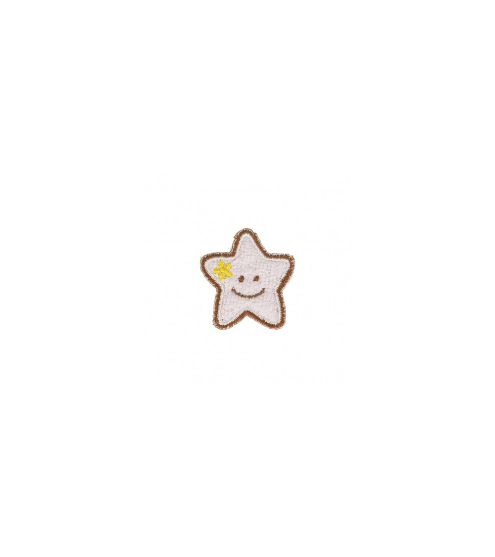 Set of 3 iron-on badges Small brown star 3cm x 2.5cm