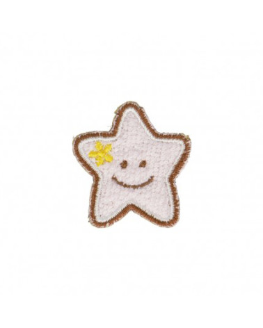 Set of 3 iron-on badges Small brown star 3cm x 2.5cm