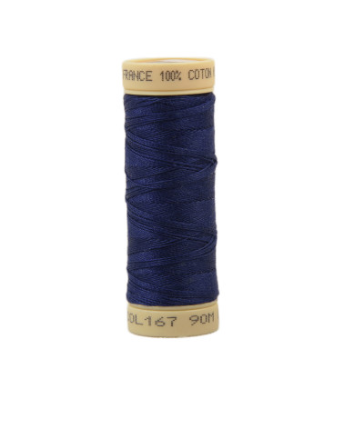 Bobina de hilo de algodón de 90 m fabricada en Francia - Azul marino C167