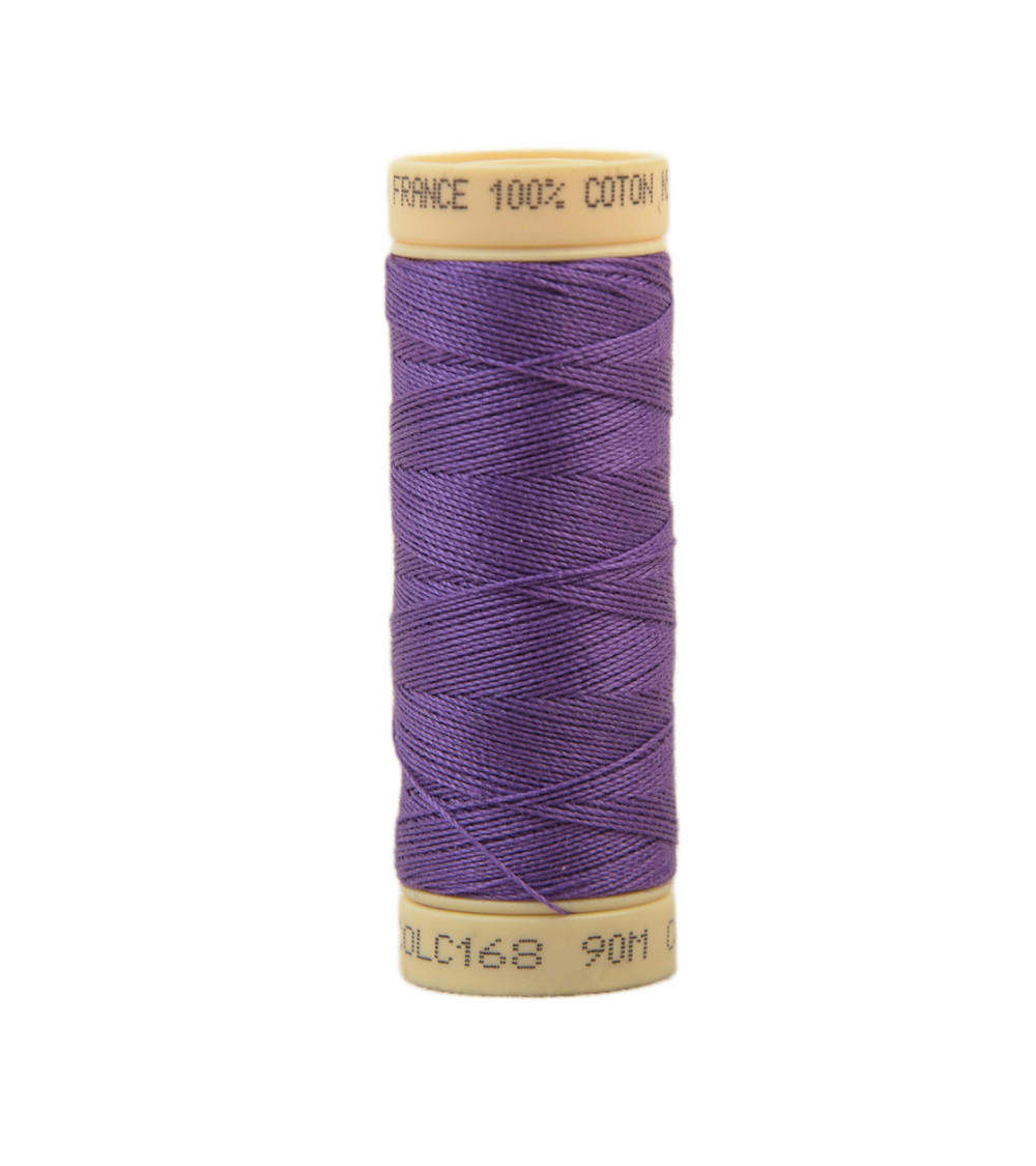 Bobina de hilo de algodón de 90 m fabricada en Francia - Clematita violeta C168