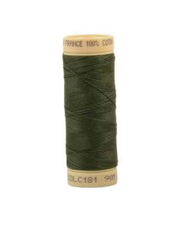 Bobina de hilo de algodón de 90 m fabricada en Francia - Verde caqui C181