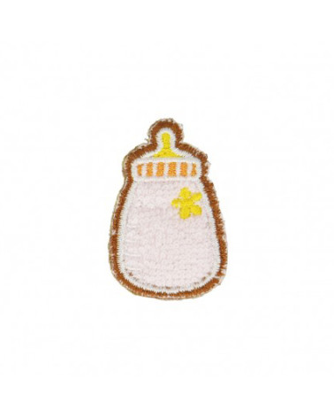 Set of 3 brown Baby Bottle iron-on patches 3cm x 2.5cm