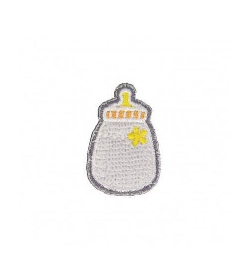 Set of 3 blue baby bottle iron-on patches 3cm x 2.5cm