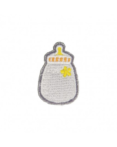 Set of 3 iron-on baby bottle patches, blue, 3cm x 2.5cm