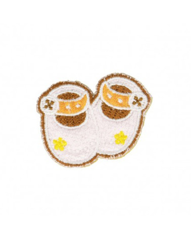 Set of 3 iron-on patches Brown baby shoes 3cm x 3.5cm