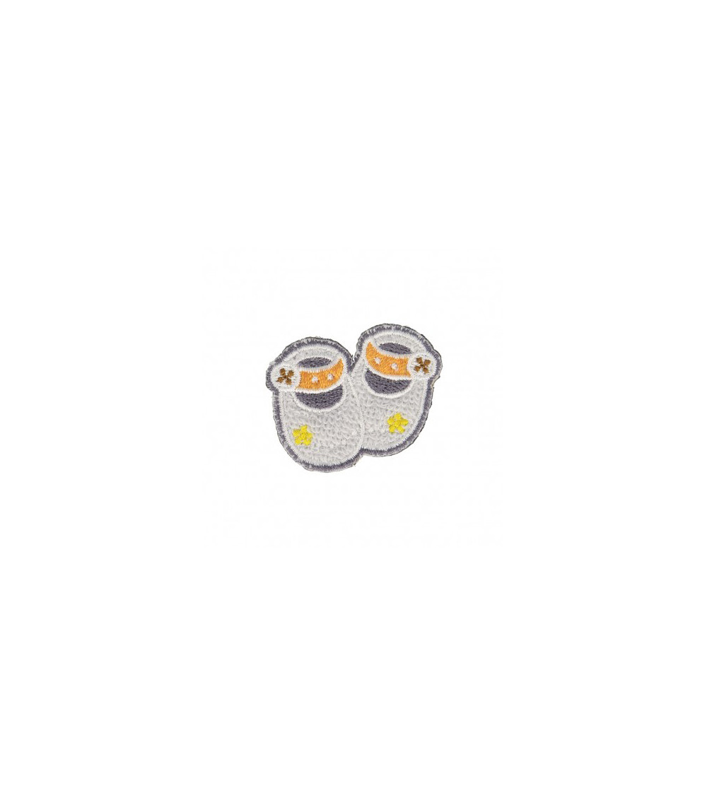 Set of 3 iron-on patches Blue baby shoes 3cm x 3.5cm