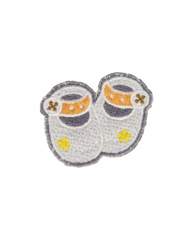 Set mit 3 Aufnähern zum Aufbügeln, blaue Babyschuhe, 3 cm x 3,5 cm