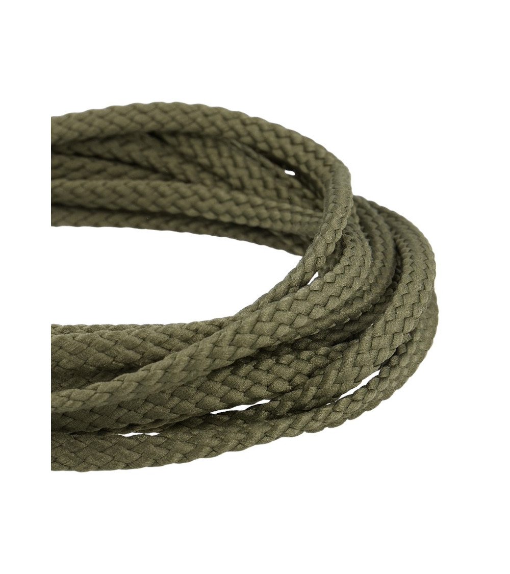 Bobine 50m Cordon damier polyester 6mm vert kaki
