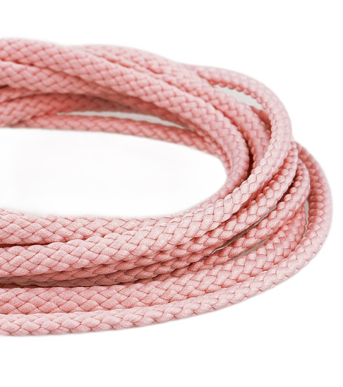 Bobine 50m Cordon damier polyester 6mm rose clair