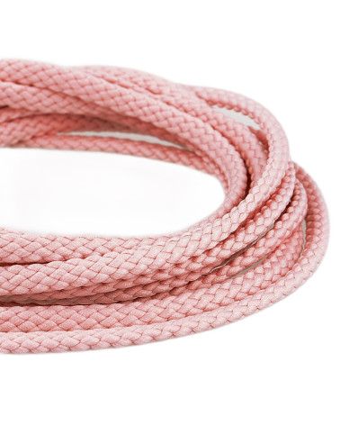 Bobine 50m Cordon damier polyester 6mm rose clair