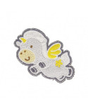 Lot de 3 écussons thermocollants Licorne bleue 4cm x 4,5cm