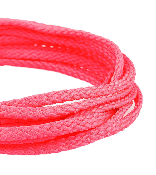 Bobine 50m Cordon damier polyester 6mm rose fluo