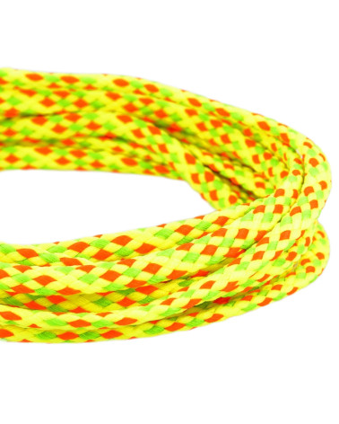 50m spool of 6mm fluorescent yellow multicoloured polyester checkerboard cord