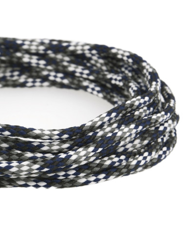 50 m Spule, Schachbrett-Polyesterschnur, 6 mm, Schwarz/Weiß/Blau/Grau
