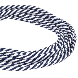 Bobine 50m Cordon damier polyester 6mm tressé bleu/blanc