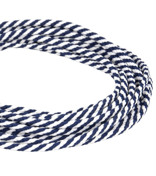 Bobine 50m Cordon damier polyester 6mm tressé bleu/blanc