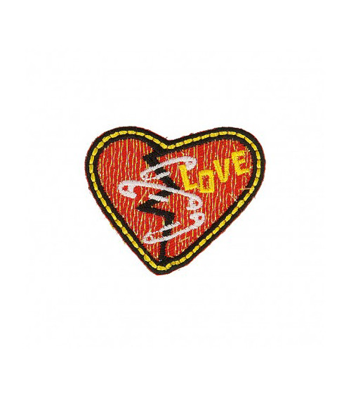 Set of 3 Broken Heart iron-on patches 3cm x 4cm