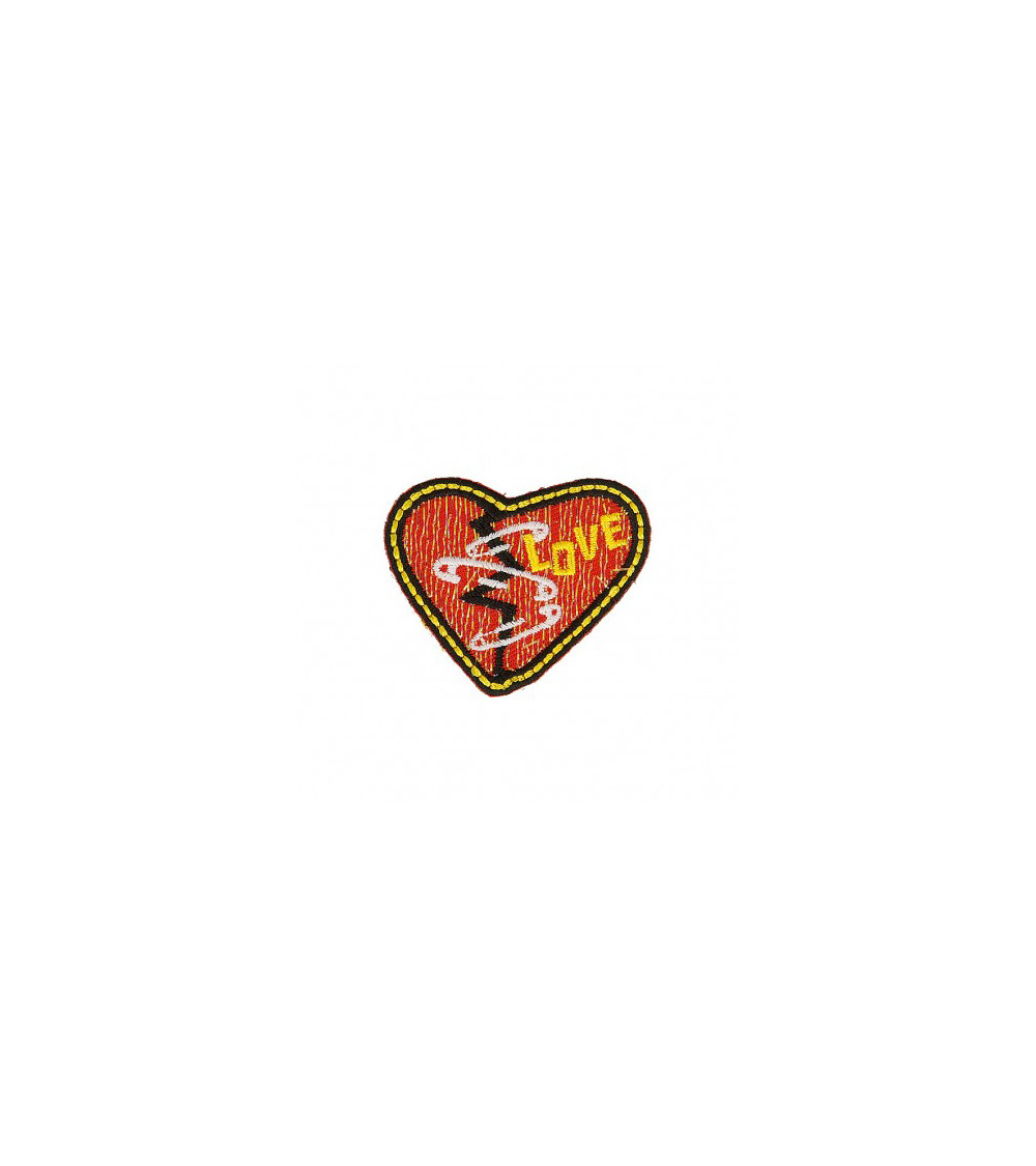 Set of 3 iron-on patches Broken Heart 3cm x 4cm