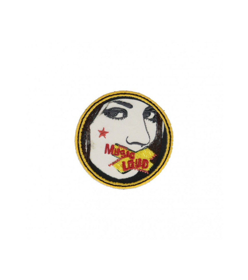 Set of 3 iron-on patches Woman music 5.5cm x 5.5cm