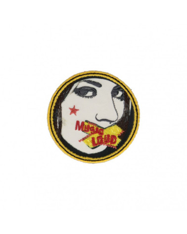 Set of 3 iron-on patches Woman music 5.5cm x 5.5cm