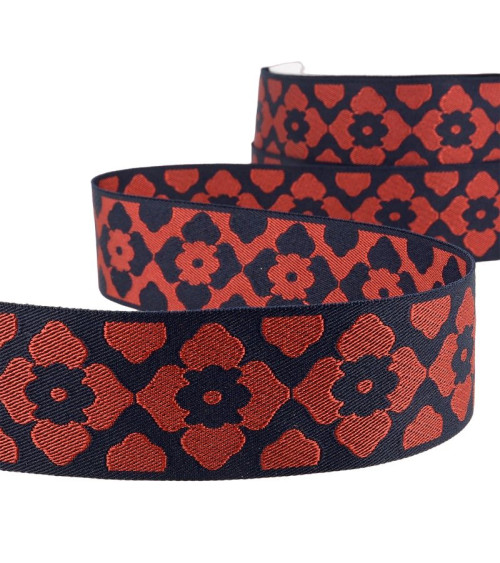 25m spool 40mm orient jacquard braid Red/navy