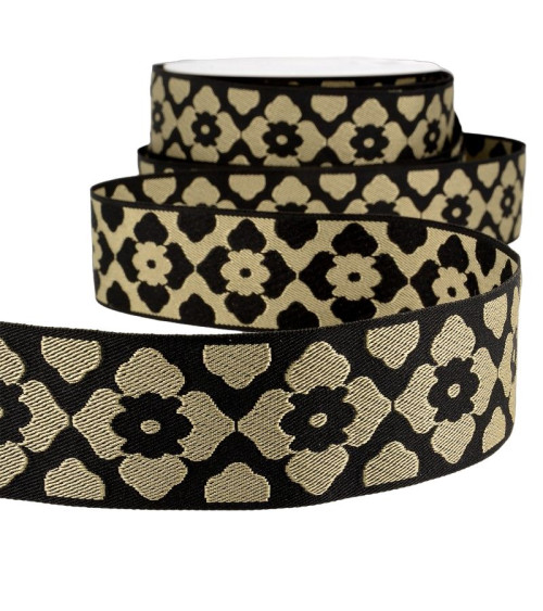 25m spool 40mm braid orient jacquard Beige/black