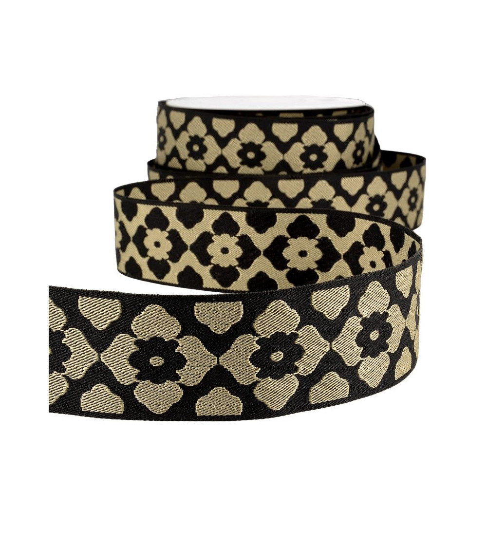 25m spool 40mm braid orient jacquard Beige/black