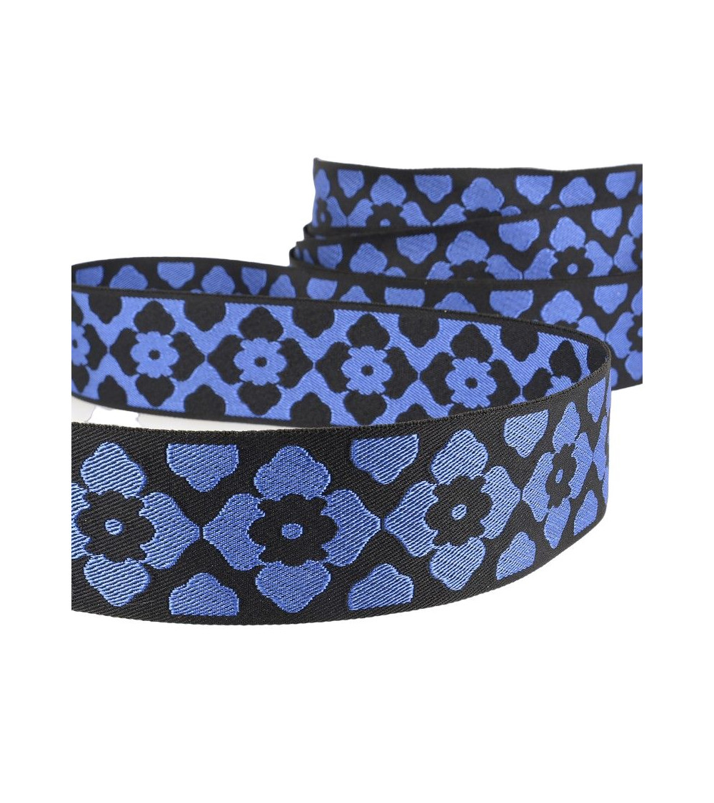 25-m-Spule, 40-mm-Geflecht, Orient-Jacquard, Roy-Blau/Schwarz