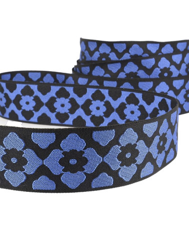 25-m-Spule, 40-mm-Geflecht, Orient-Jacquard, Roy-Blau/Schwarz