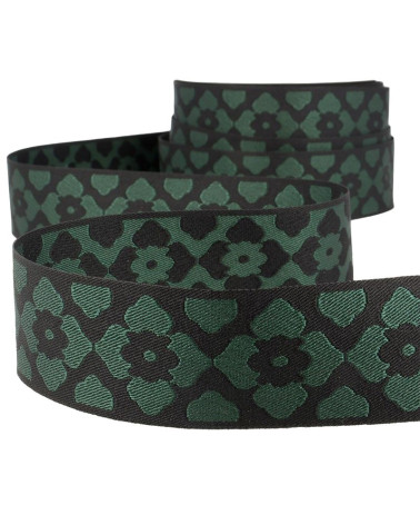 25-m-Spule, 40-mm-Orient-Jacquard-Geflecht, Grün/Schwarz