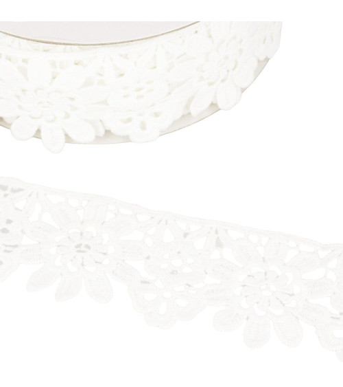 Guipure spool white flowers 55mmx13.7m