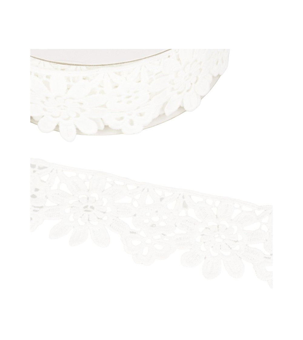 Guipure spool white flowers 55mmx13.7m