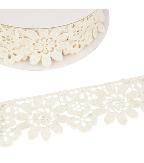 Guipure reel beige flowers 55mmx13.7m