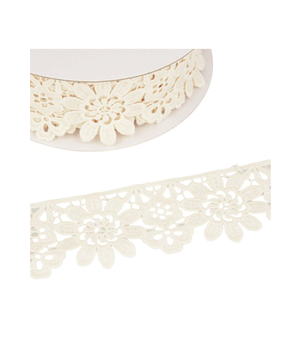 Guipure reel beige flowers 55mmx13.7m