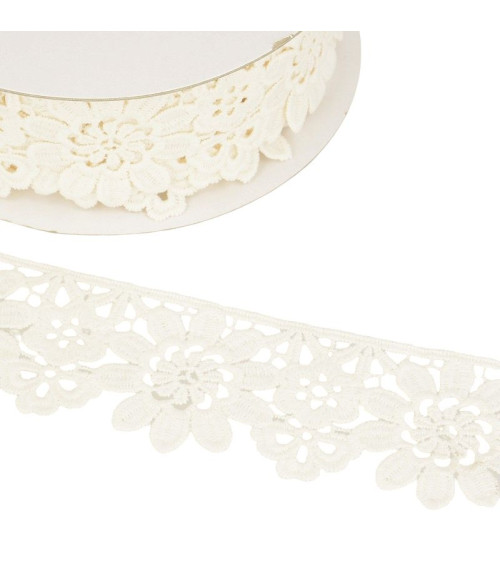 Guipure reel ecru flowers 55mmx13.7m