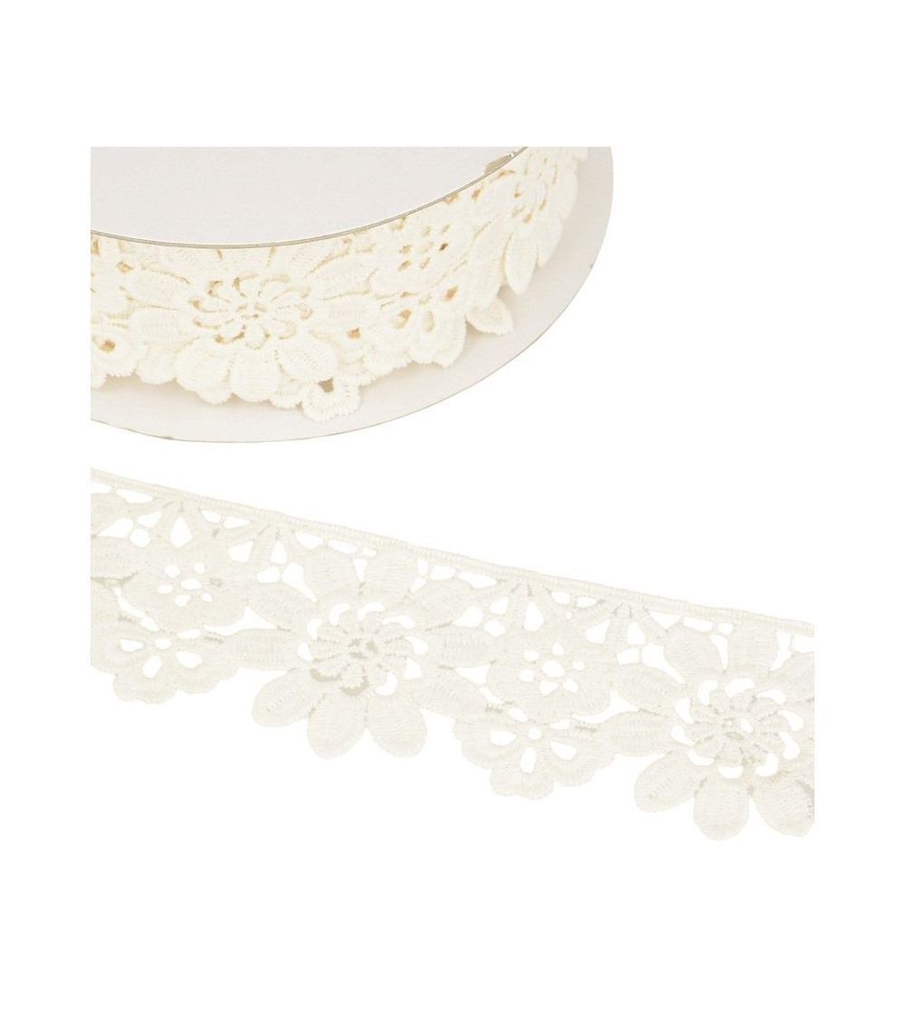 Bobina di guipure fiori ecru 55mmx13,7m